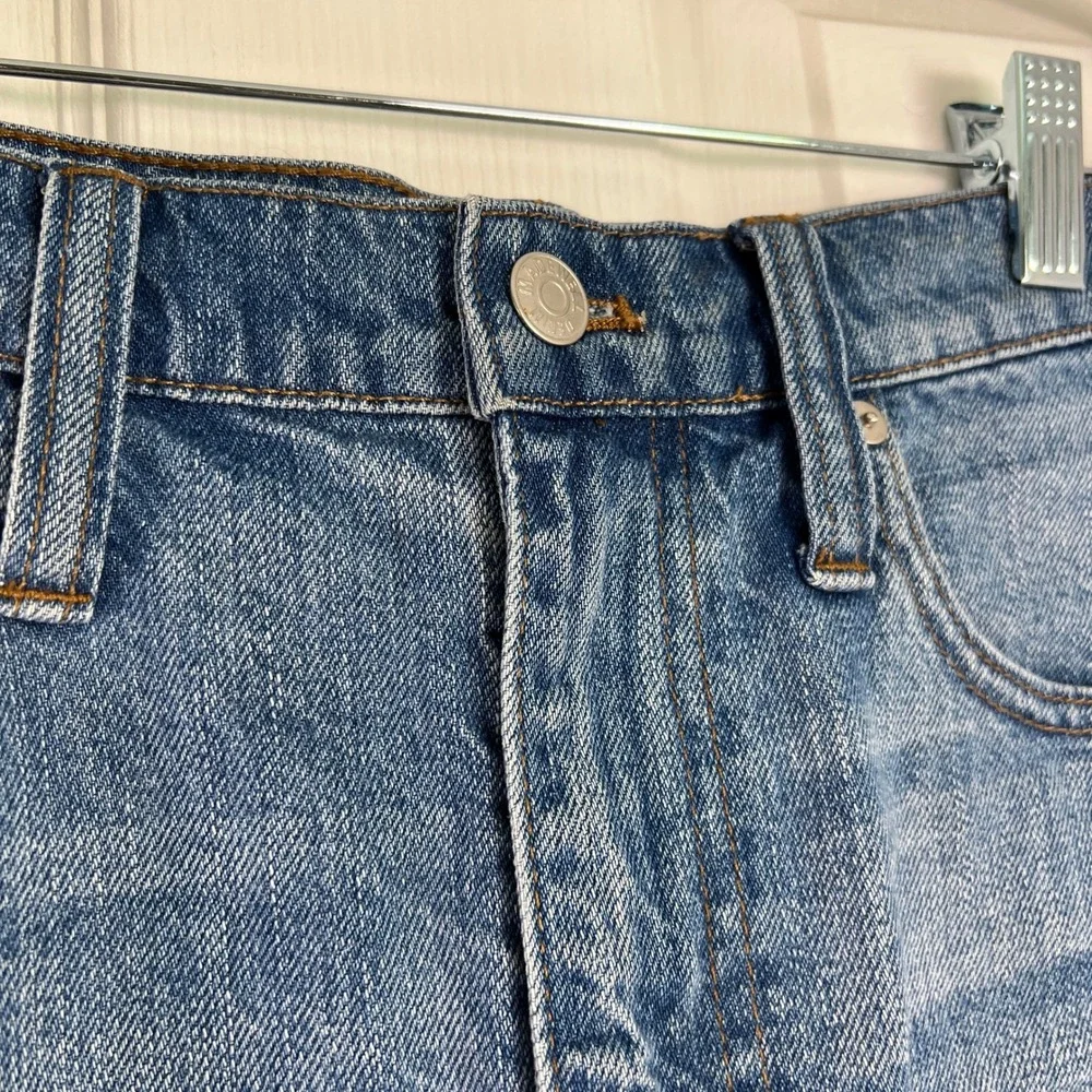 Madewell Womens 27 Blue Denim Mini Skirt Raw Hem 100% Cotton Minimalist y2k 90s